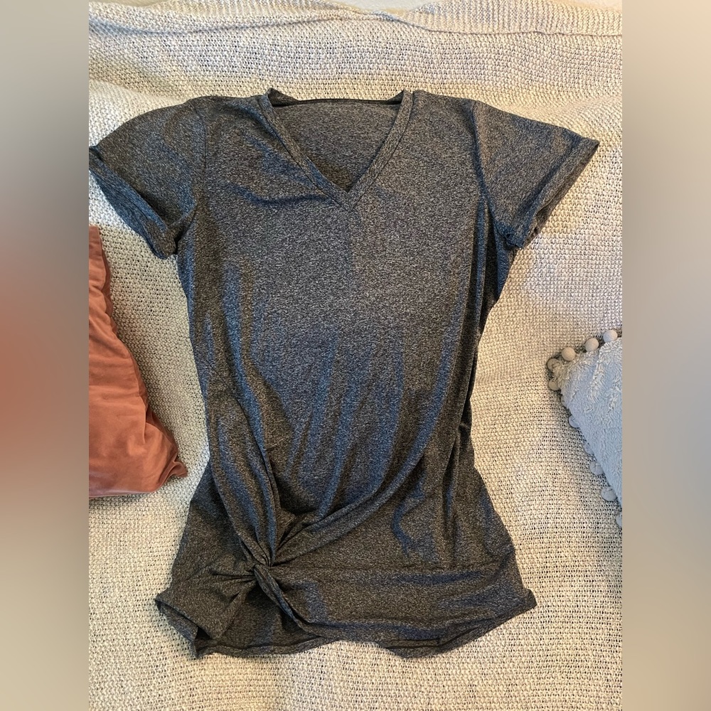 Gray v-neck t-shirt dress